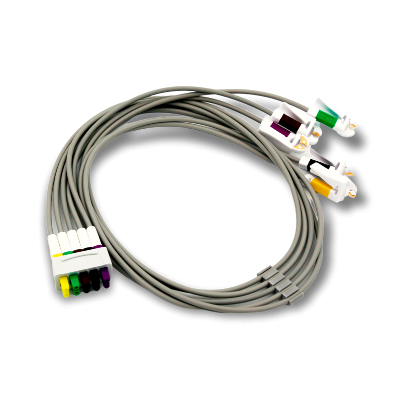 Set Cavetti, ECG, Multi-Link, 5-Cavetti a Pinzetta, C2-C6, IEC, 74 cm.