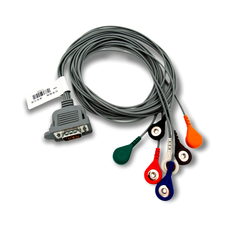 DMS Serie Cavi ECG per Holter 300-3A Attacco Seriale a Clip 7 Fili cm.100